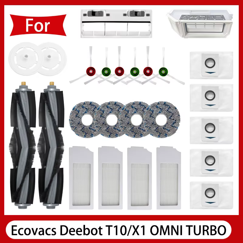 Ecovacs Deebot X1/ T10 OMNI / TURBO Robot aspirateur pièces vadrouille sac à poussière filtre Hepa brosse latérale principale poubelle
