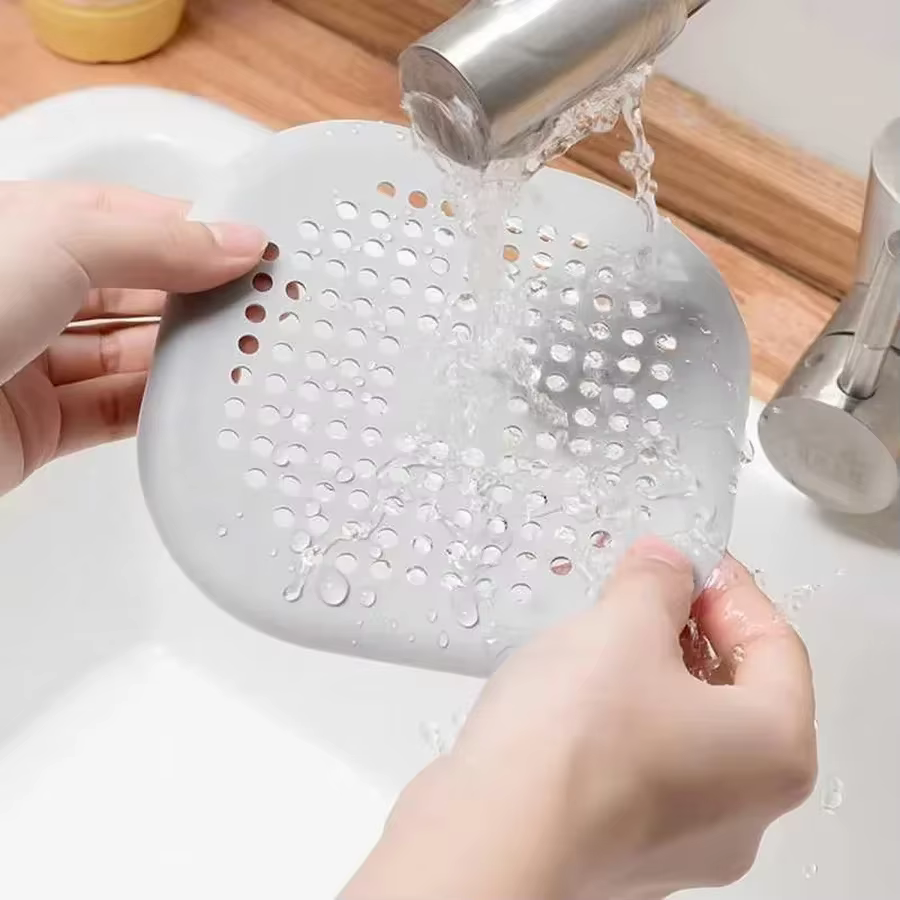 Tapis de drain de sol avec ventouse pour évier, cuisine et salle de bain, filtre anti-bouchon pour cheveux