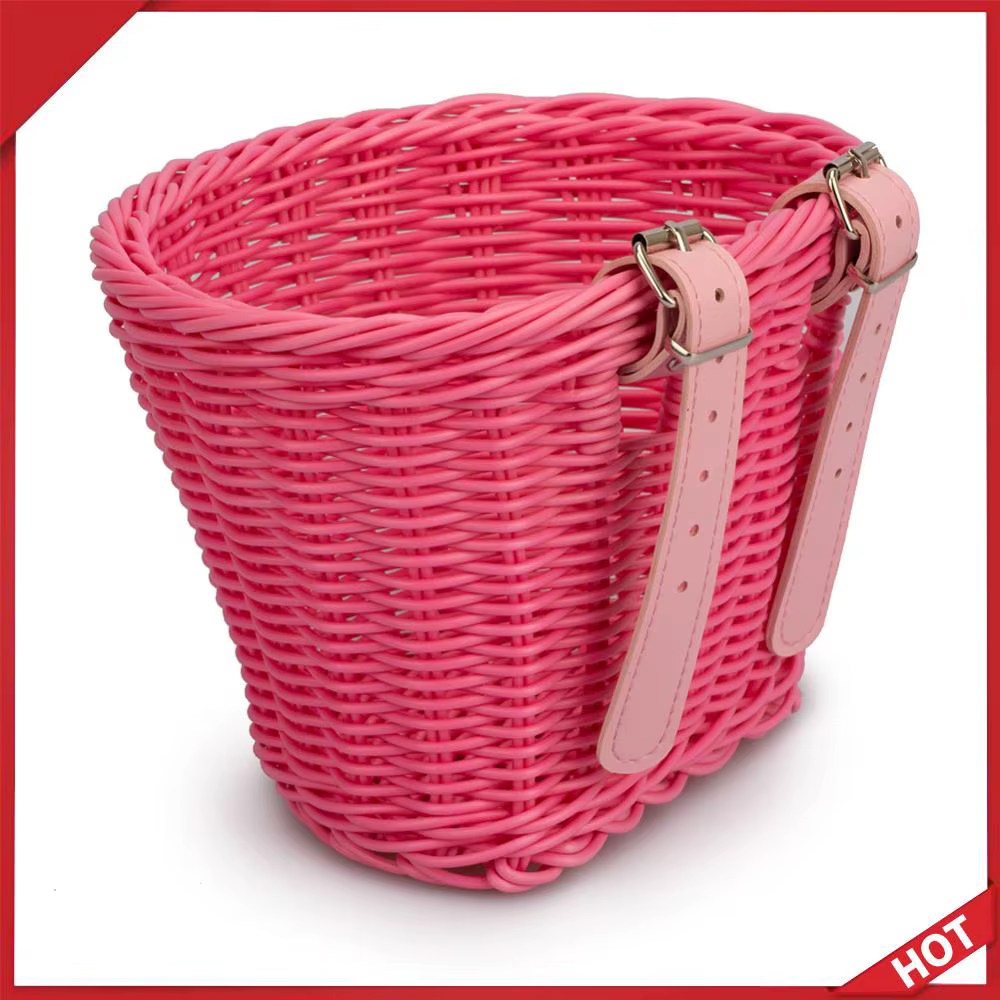 Panier de vélo en rotin réglable pour guidon avant, panier de vélo multifonction tissé à la main, panier de vélo vintage pour enfants