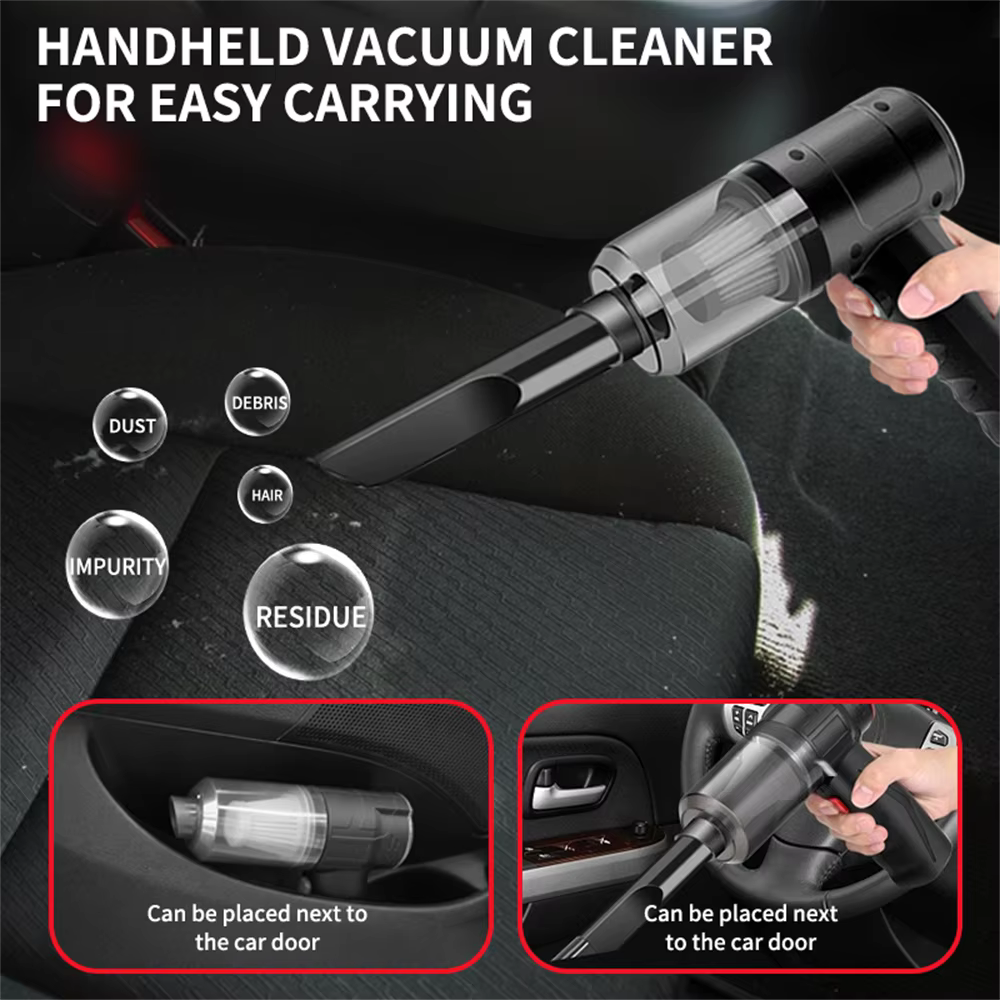 Aspirateur à main sans fil haute puissance, mini aspirateur portable pour voiture avec fonction sèche-cheveux pour le nettoyage intérieur des véhicules