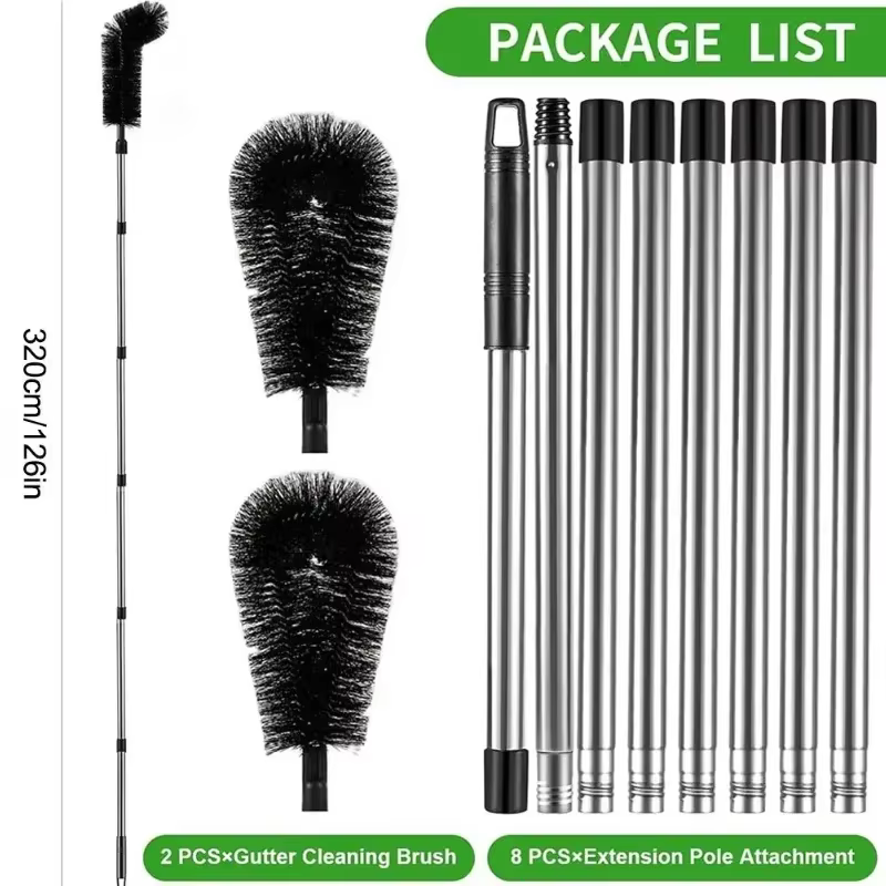 Brosse télescopique de nettoyage de gouttières