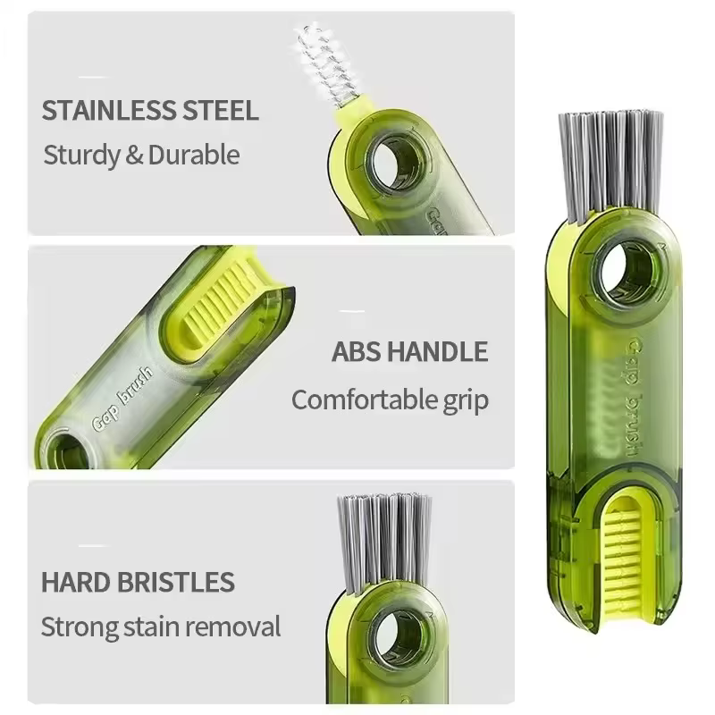 Brosse de nettoyage 3-en-1 pour bouteilles et couvercles
