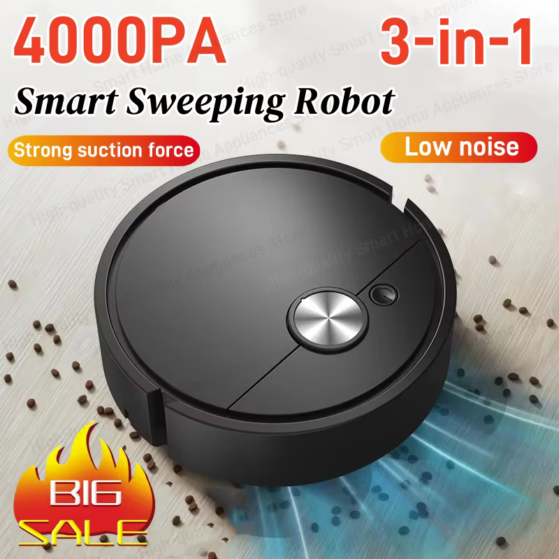 Nouveau Robot aspirateur de balayage intelligent 3 en 1, 4000Pa, forte aspiration, facile à utiliser pour les sols durs, tapis pour poils d'animaux domestiques, 2025