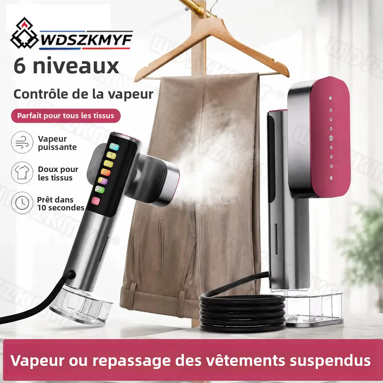 NOUVEAU Fer à vapeur portable, générateur de vapeur double fonction (humide et sèche), 220 ml, défroisseur vapeur pour vêtements, idéal pour la maison et les voyages