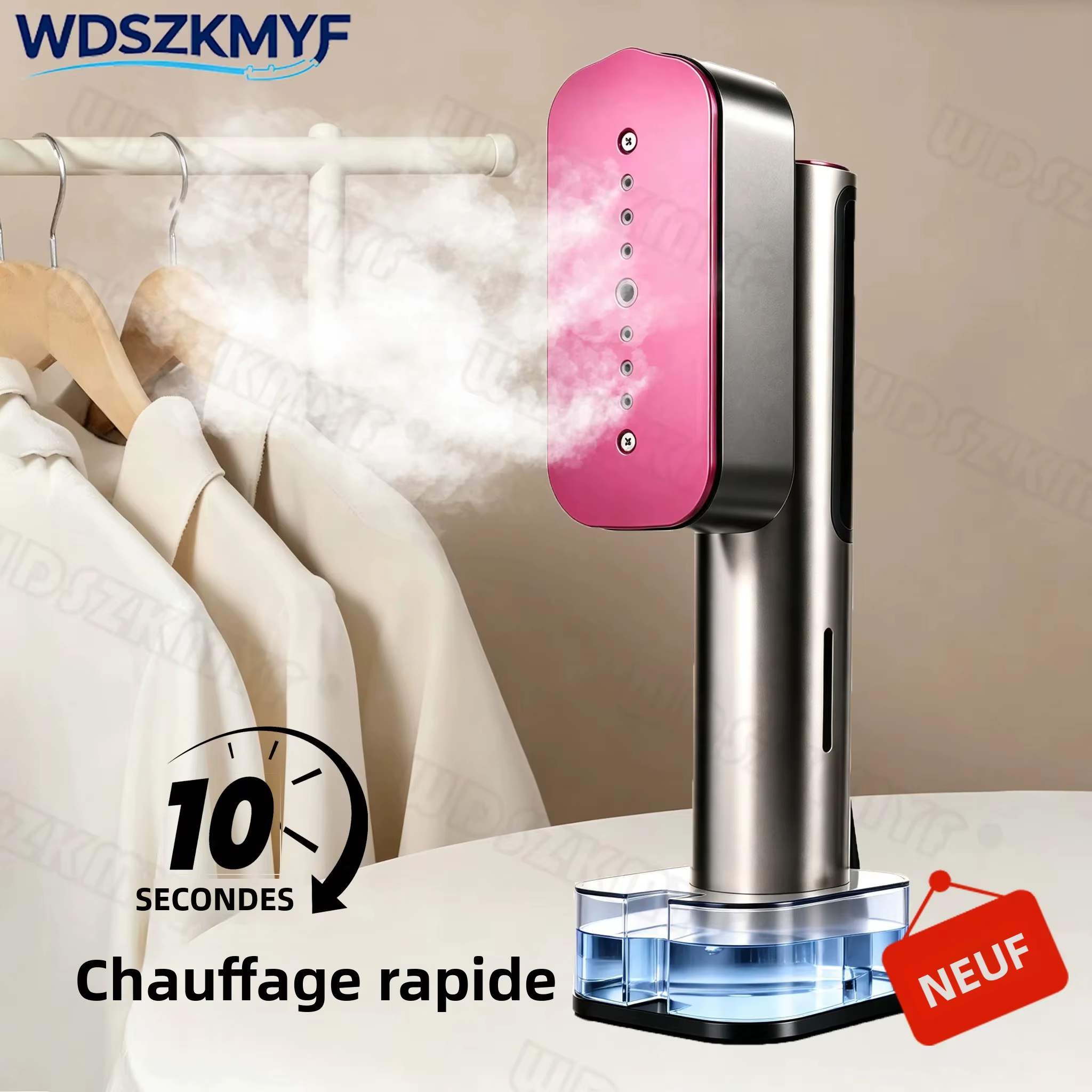 Défroisseur Vapeur Portable 1800W Multifonctionnel à Préchauffage Rapide en 10 Secondes (Prise EU/US) pour Vêtements et Tissus – Idéal Maison et Voyage