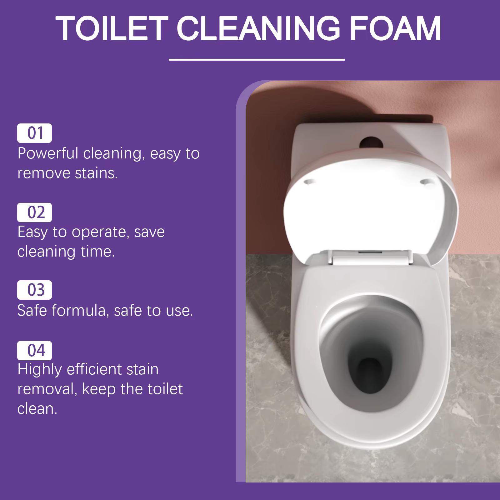 Poudre nettoyante décontaminante pour toilettes, élimine efficacement la saleté tenace, mousse nettoyante pour cuvettes de toilettes, élimine les odeurs sans résidus