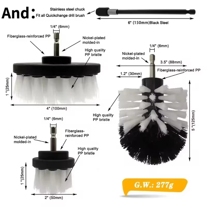 Brosse de forage, fixation de brosse