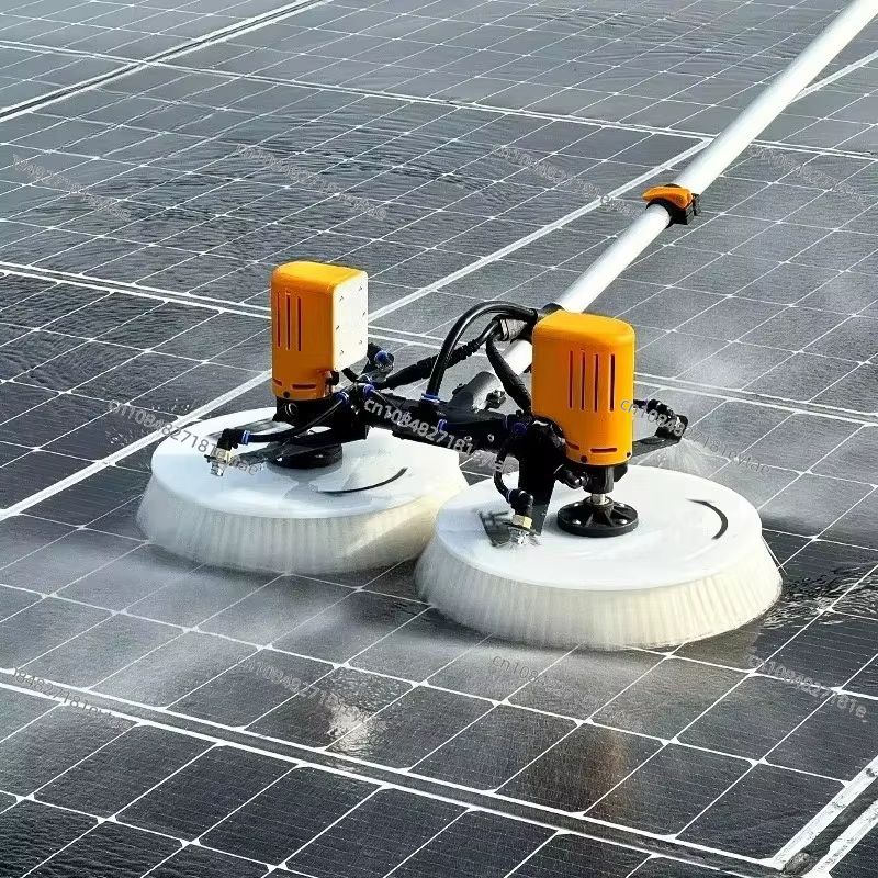 Robot de nettoyage automatique de panneaux solaires à double brosse avec batterie