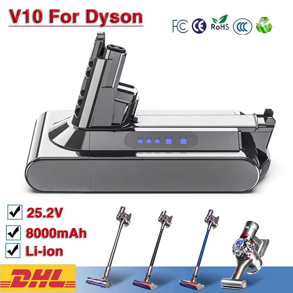 Batterie 21.6V pour Dyson V6 V7 V8 V10 série SV12 DC62 SV1 6000mAh