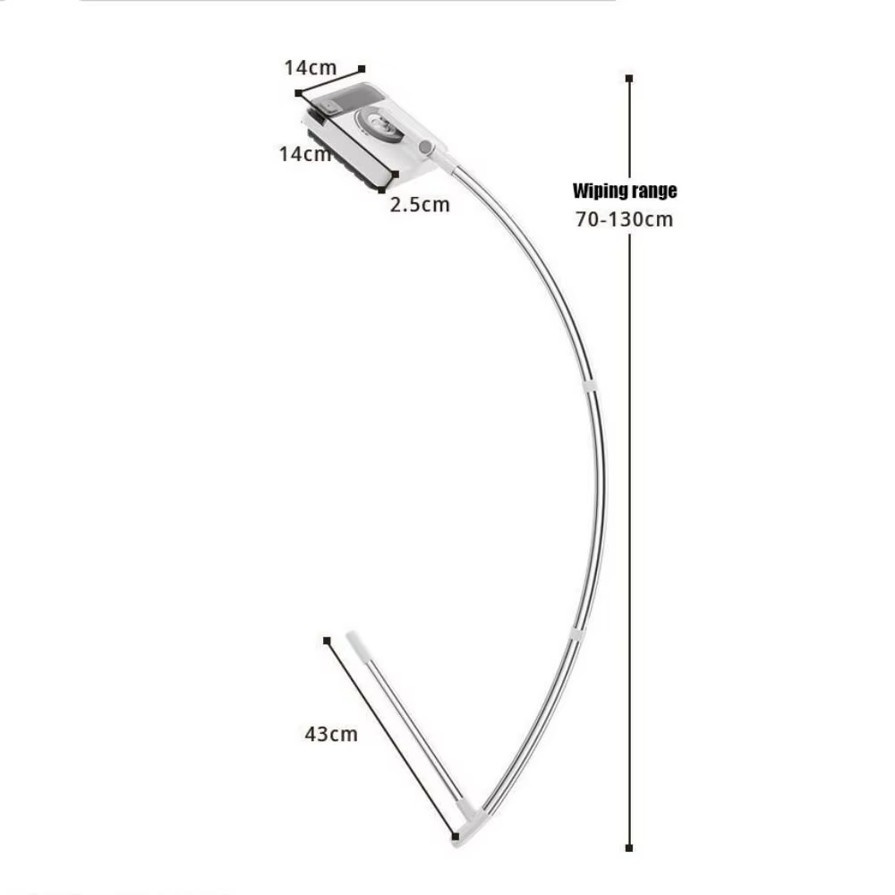 Outil de nettoyage de fenêtres en acier inoxydable et PP, gris, extensible, pour nettoyeur de vitres en hauteur, tige en arc flexible