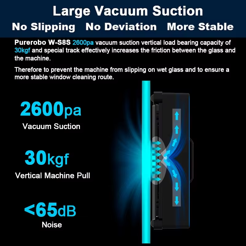 Robot nettoyeur de vitres Purerobo W-S8S intelligent avec application et télécommande Robot d'eau automatique nettoyeur de vitres Robot de nettoyage de vitres