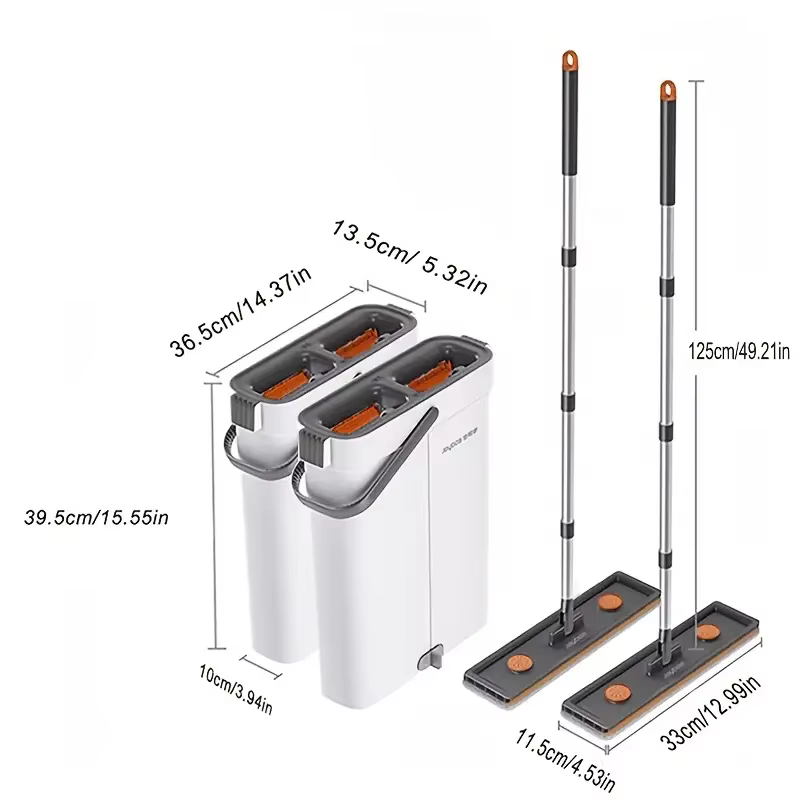 JOYBOS Spin main libre plat baril 33 cm vadrouille avec seau 360 système de nettoyage complet avec double chambre lavable plancher maison vadrouilles