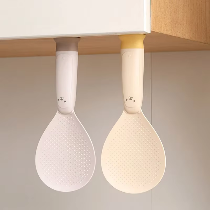 Nouvelle ventouse cuisine ours cuillère à riz peut tenir debout vertical antiadhésif cuiseur à riz