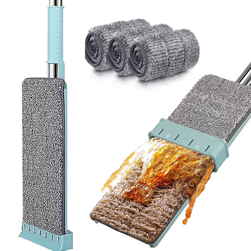 Vadrouille plate en microfibre, mains libres, nettoyage au sol, avec tampons lavables, outils de nettoyage ménager, nouveauté 2023