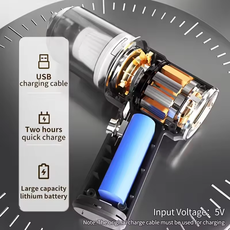 Aspirateur de voiture Lenovo 690000Pa, aspirateur sans fil haute puissance, charge rapide en 2 heures, nettoyeur à double usage sec et humide, nettoyeur portatif sans fil