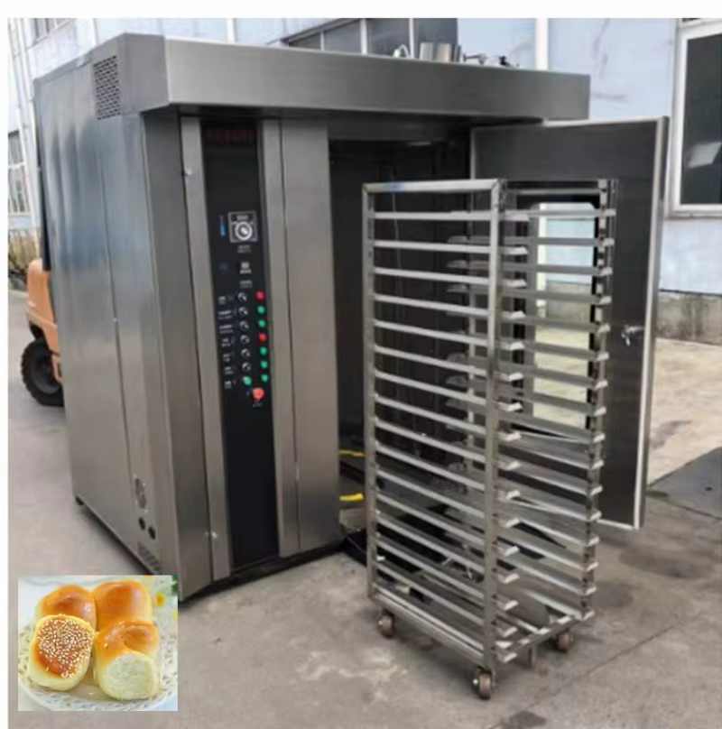 Four à convection rotatif à gaz commercial de grande capacité, 32 plaques, avec pulvérisation de vapeur et humidification pour boulangerie industrielle OME