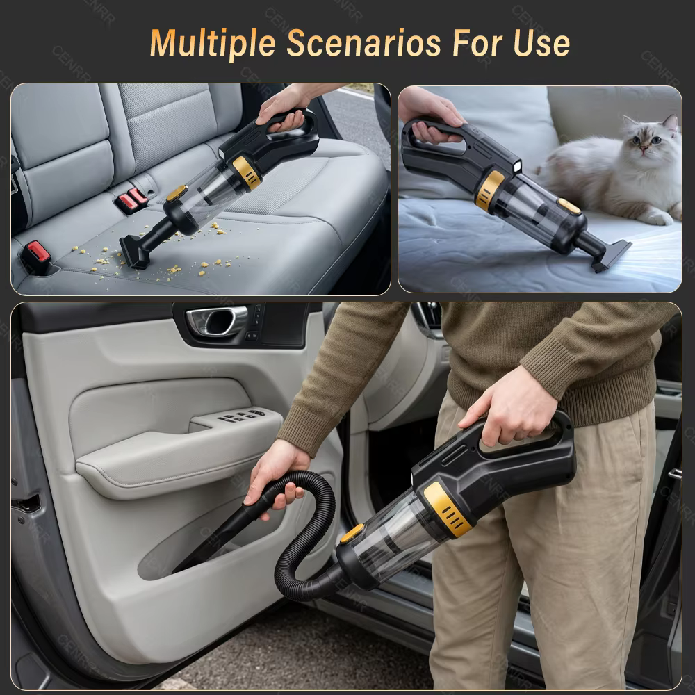 Aspirateur de voiture puissant CENRR, mini aspirateur portable sans fil pour la maison, souffleur manuel, aspirateur pour poils d'animaux.