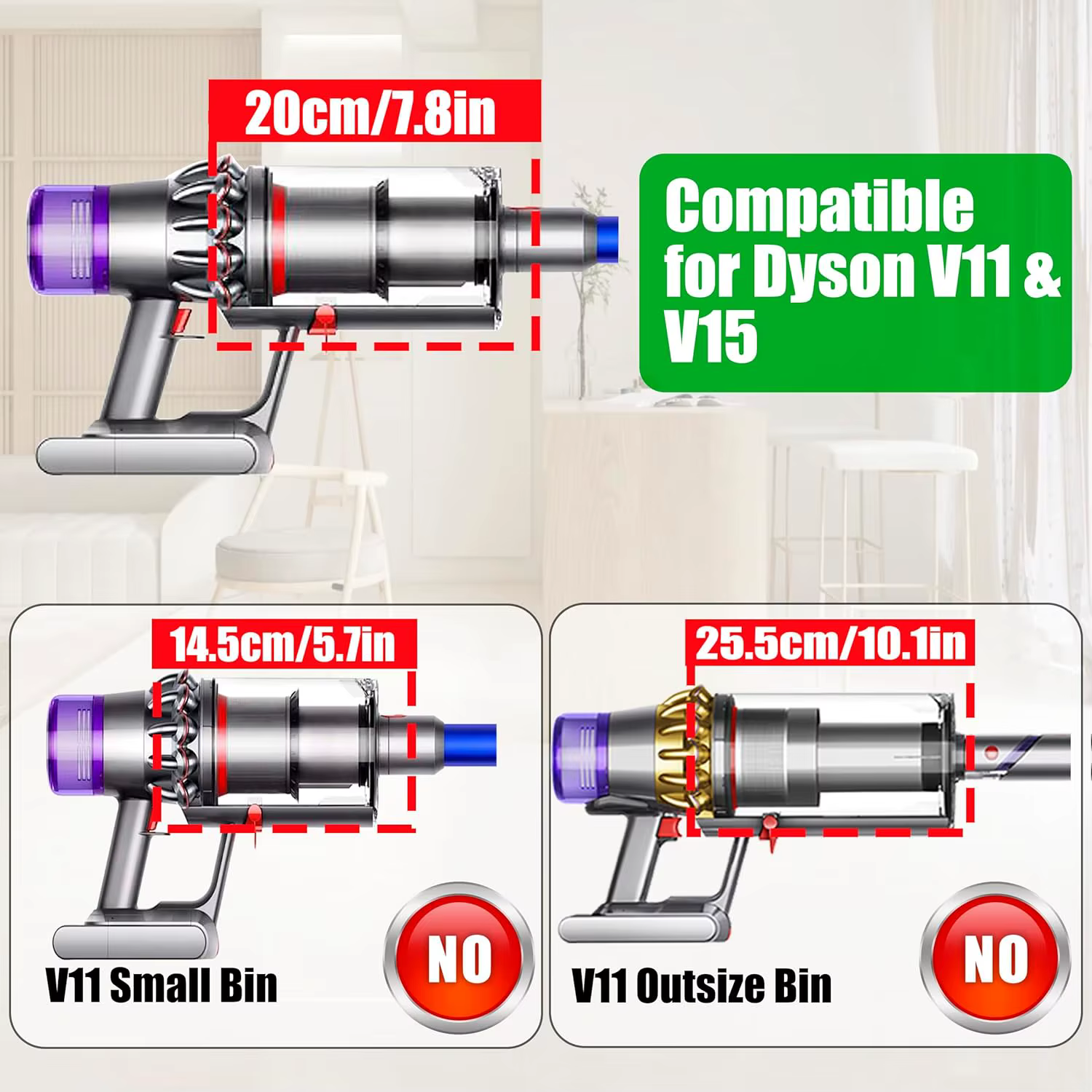 Conteneur à poussière amélioré pour aspirateurs Dyson V11 V15 SV14 SV15 SV22