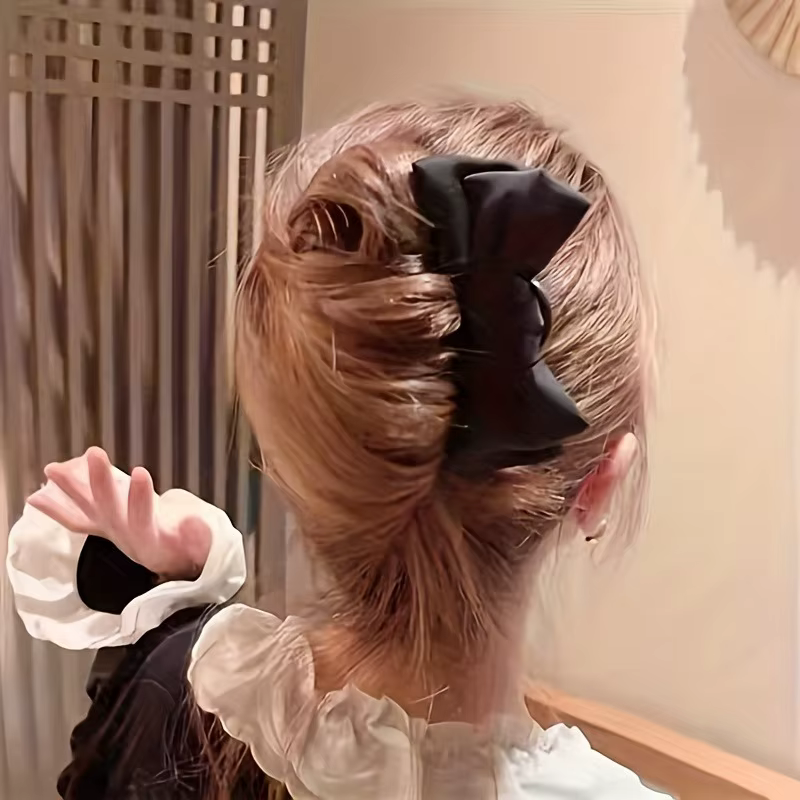Pince à cheveux en forme de U avec nœud pour femmes, 1 pièce, accessoire d'usure quotidienne pour filles, épingle à cheveux de Boutique noire élégante