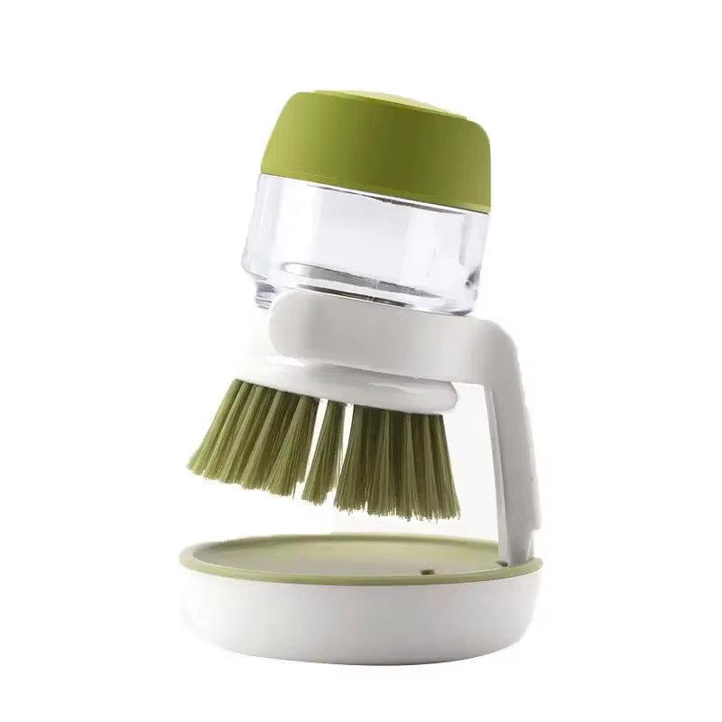 Brosse de nettoyage ménager multi-usages 2-en-1 avec distributeur de savon et manche