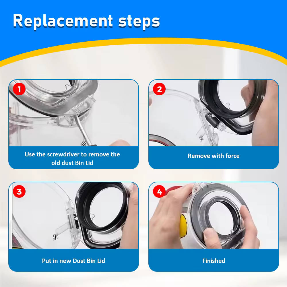 Pièce de rechange pour aspirateur Dyson V6 V7 V8 V11 V15 V10 V12Slim : bague d'étanchéité et couvercle de base pour le bac à poussière