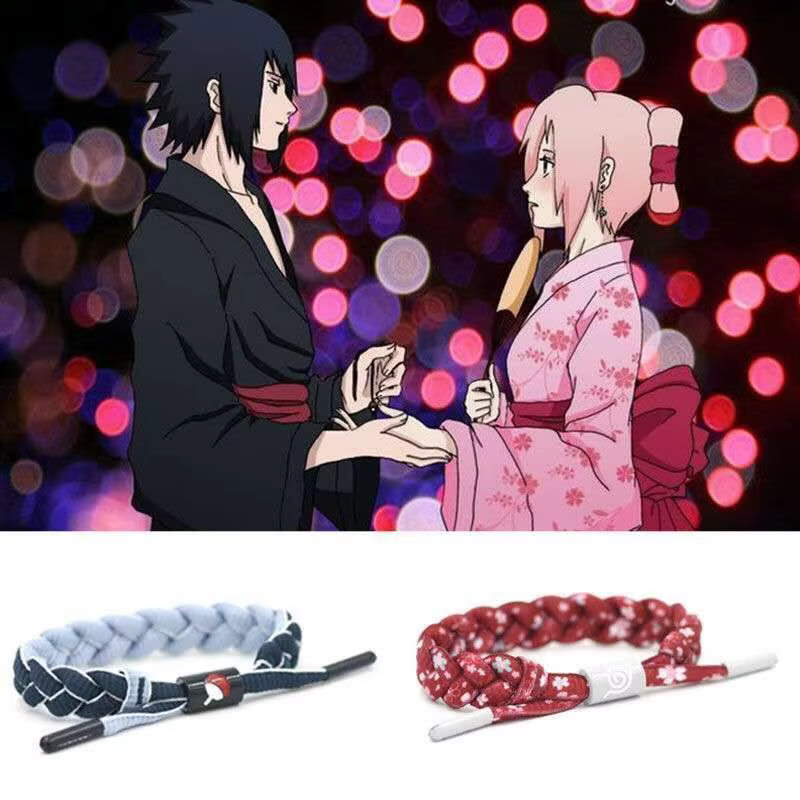 Bracelet tressé Naruto et Sasuke, accessoires de couple, cadeau, motif petit lion, merchandising anime Naruto