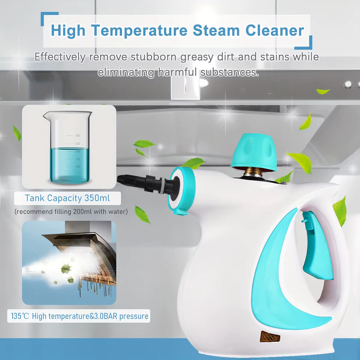 Nettoyeur vapeur portable multifonctionnel pour un nettoyage en profondeur, idéal pour la maison, la cuisine, les vitres de voiture