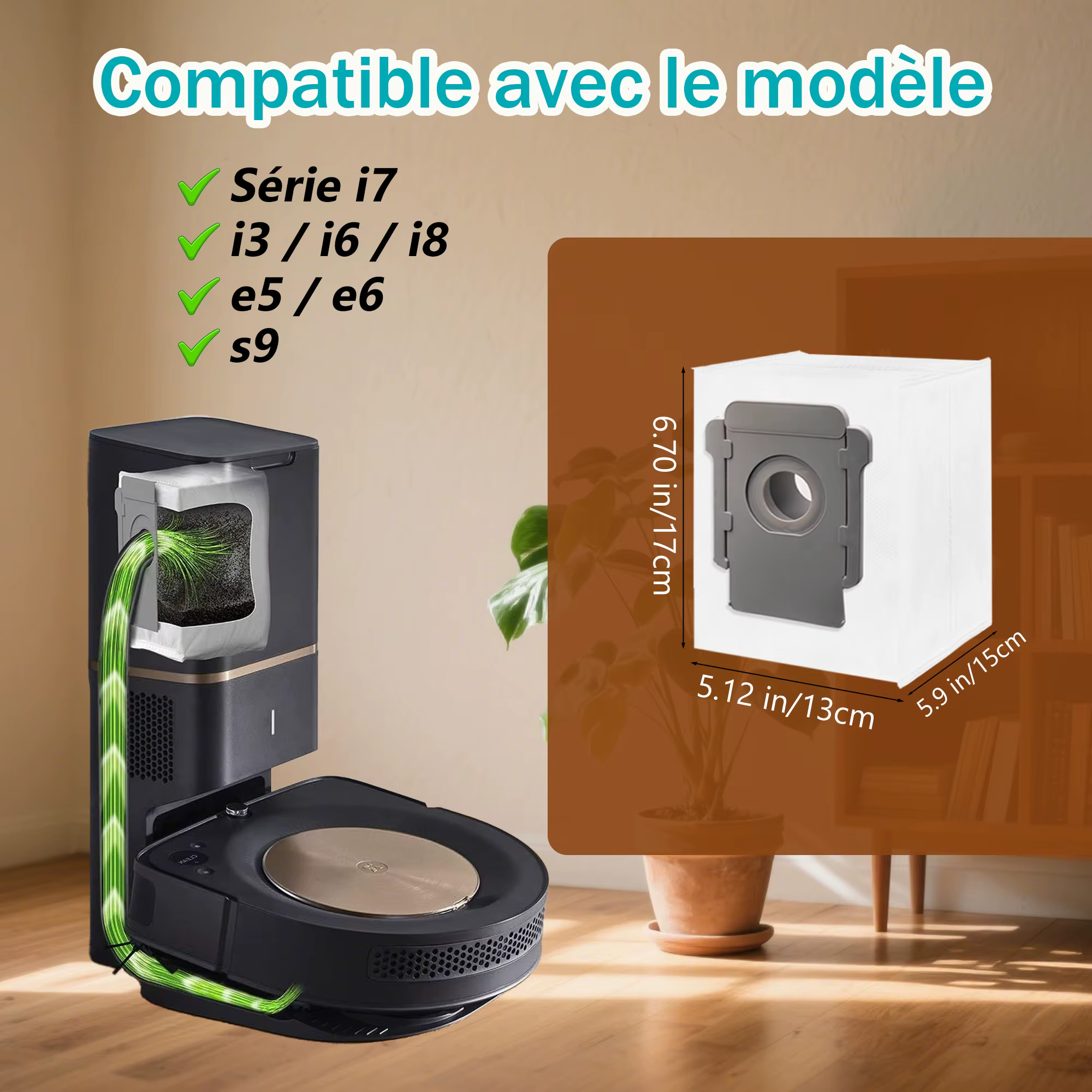Sacs sous vide compatibles avec iRobot Roomba Clean Base i7