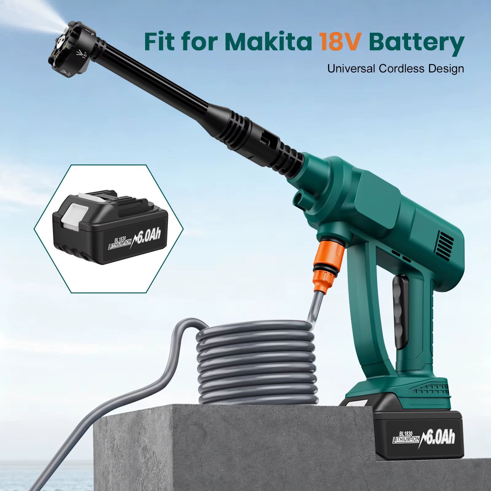Makita – pistolet de lavage haute pression sans fil 6 en 1