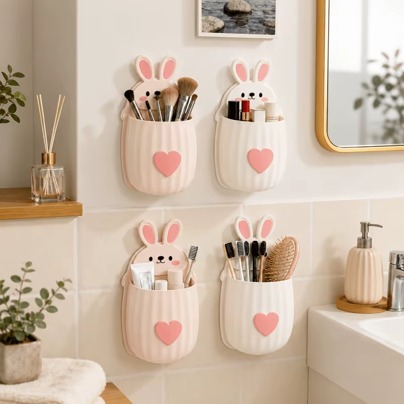 Support mural pour brosse de toilette sans perçage avec un design mignon de dessin animé pour les salles de bain