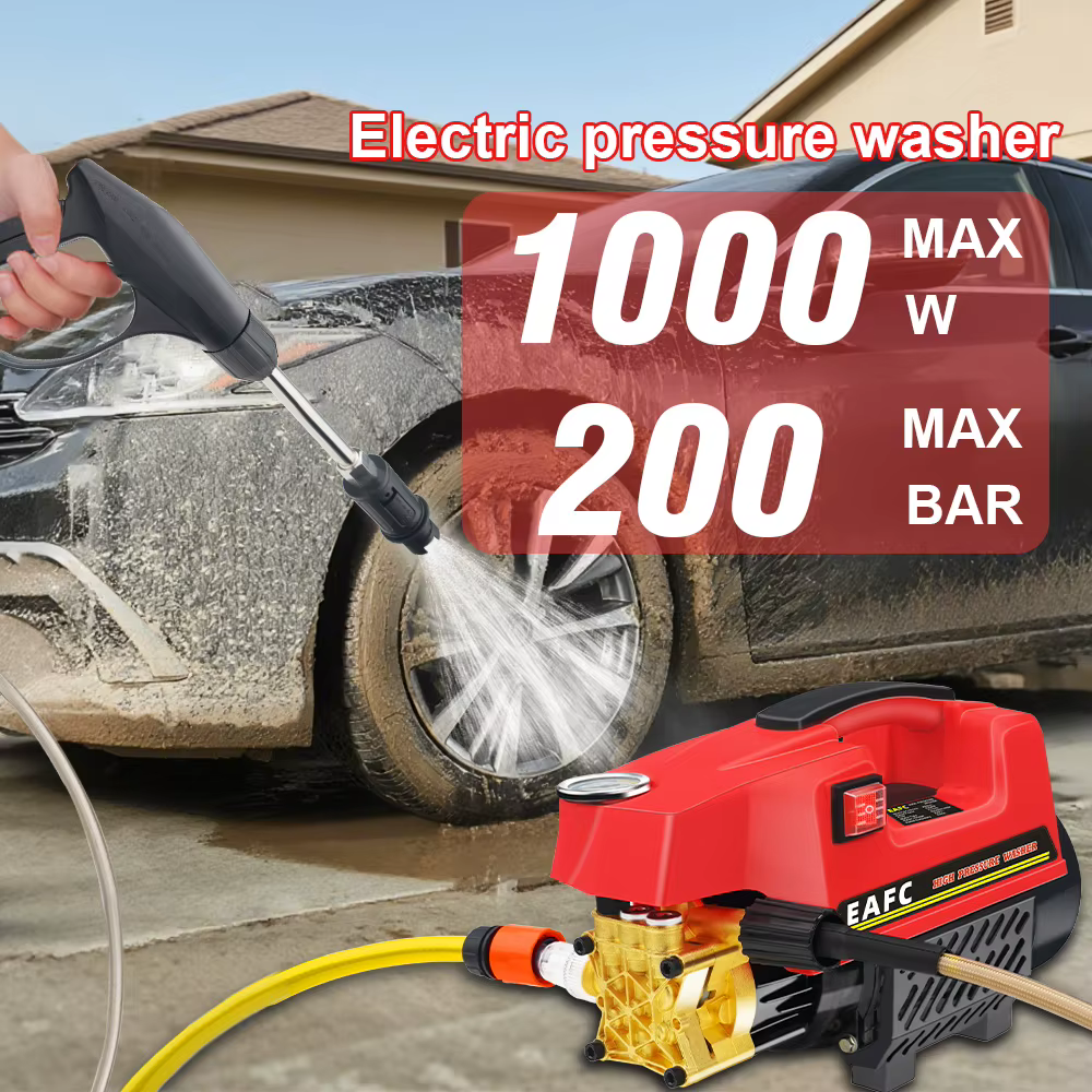 Nettoyeur haute pression EAFC 1000W 200BAR, nettoyeur domestique, machine à pression d'eau, pistolet à eau pour le nettoyage des voitures, des unités de climatisation, des fenêtres