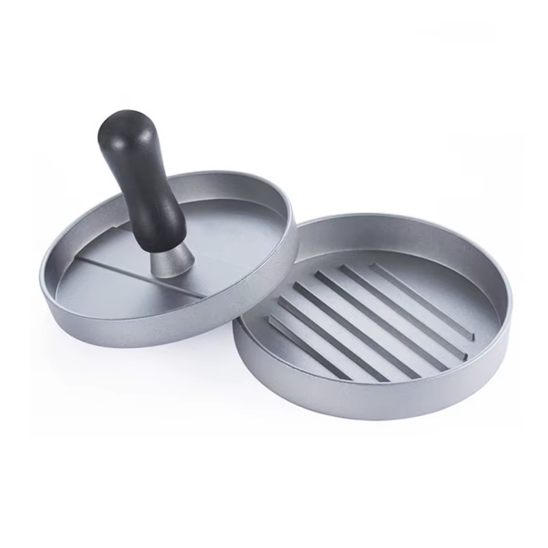 Presse à hamburgers ronde en alliage d'aluminium de haute qualité - Machine à préparer des hamburgers au bœuf pour des hamburgers parfaits