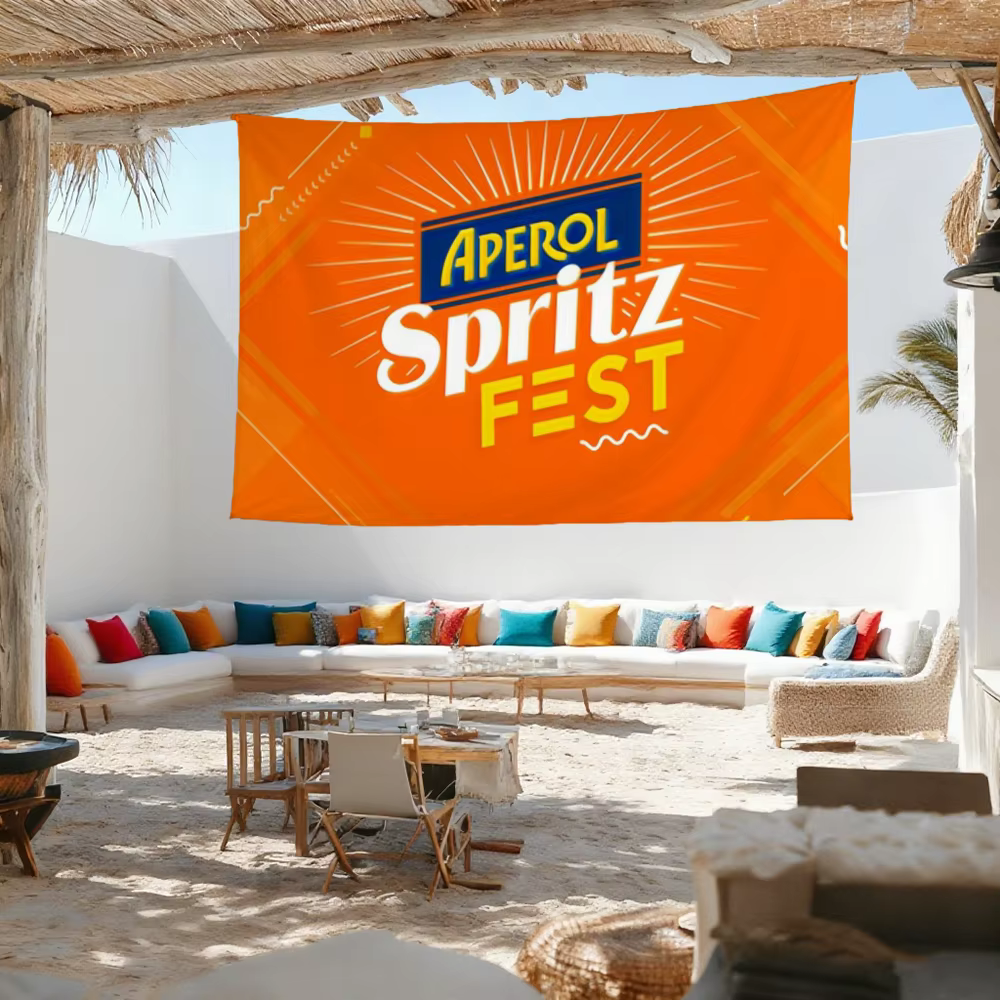 Bannière décorative Aperol pour boissons, durable, pour extérieur et intérieur, terrasse, décoration festive, design classique, pour poteau, mur ou pièce