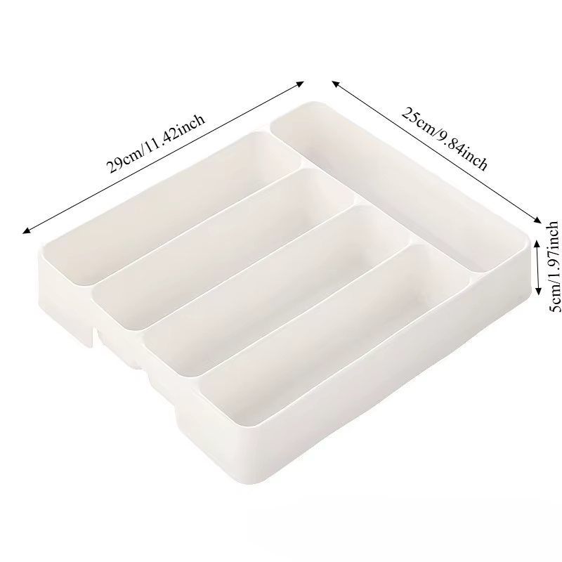 Organisateur de tiroir de cuisine, boîte de rangement à diviseur réglable pour ustensiles, couverts, couteau, fourchette cuillère baguettes armoire plateau intégré