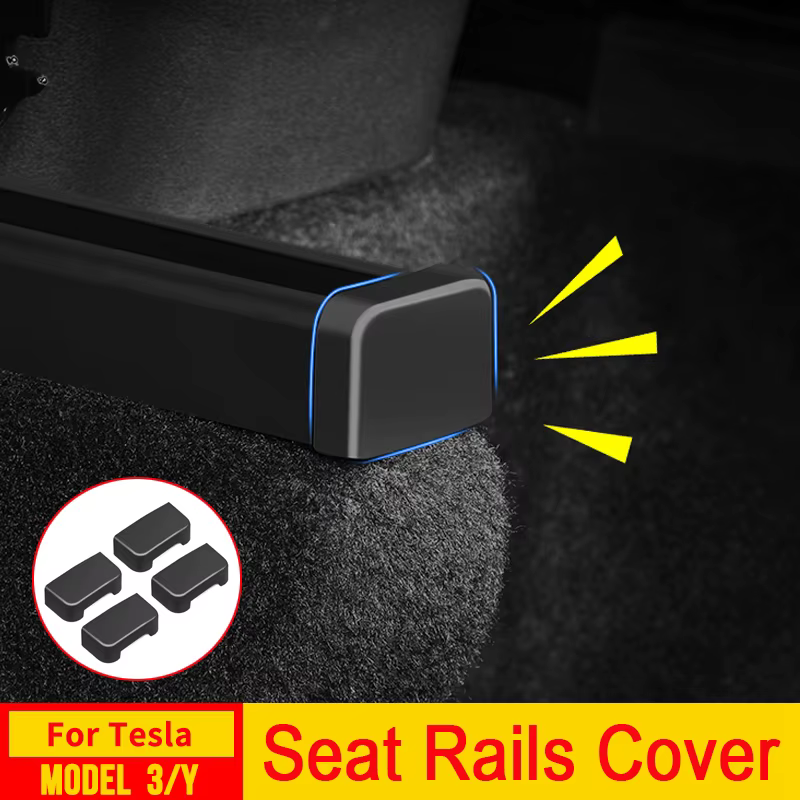 4 protections de rail de siège pour Tesla Model 3 Y Juniper YL Accessoires 2026 - 2021 Tapis de protection pour rail coulissant de siège arrière