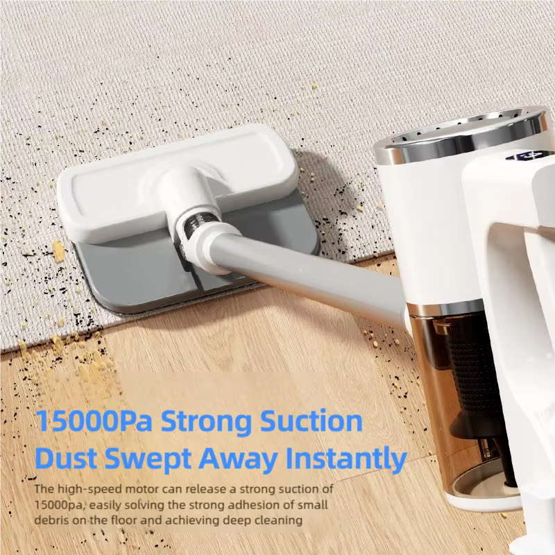 Aspirateur à main sans fil 15000PA, balai sans fil, tasse à poussière de 900ml, balai détachable pour sols durs, tapis, poils d'animaux de compagnie