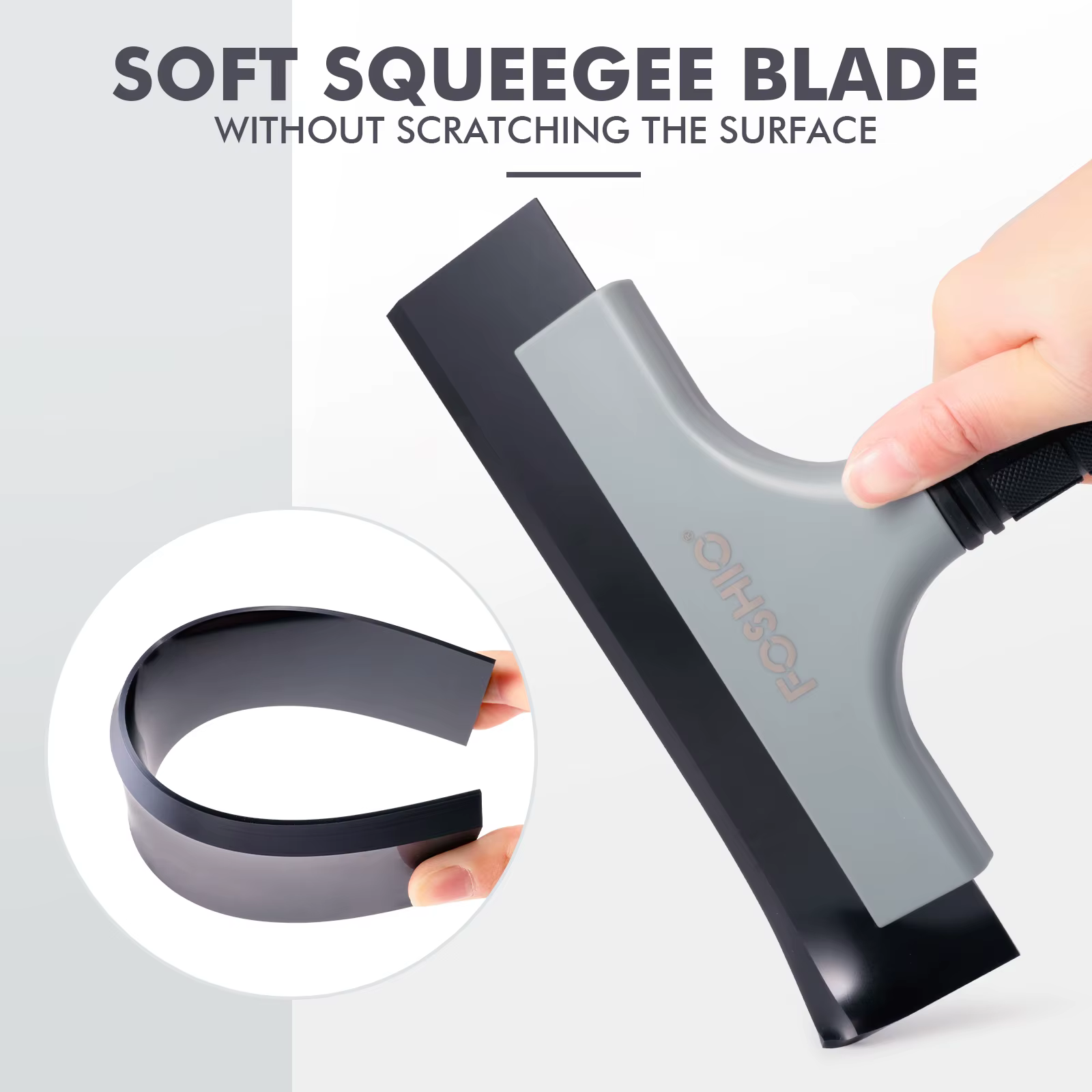 FOWinterO-Raclette de Fenêtre avec Poignée en Caoutchouc, Lame Souple, Lavage de Voiture, Essuie-glace Domestique, Grattoir à Glace pour Miroir de Porte, 5 ", 8"