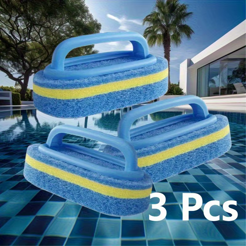 Kit de 3 brosses de nettoyage pour piscine, éponge en PP pour carrelage et paroi de piscine, accessoire d'entretien manuel non électrique
