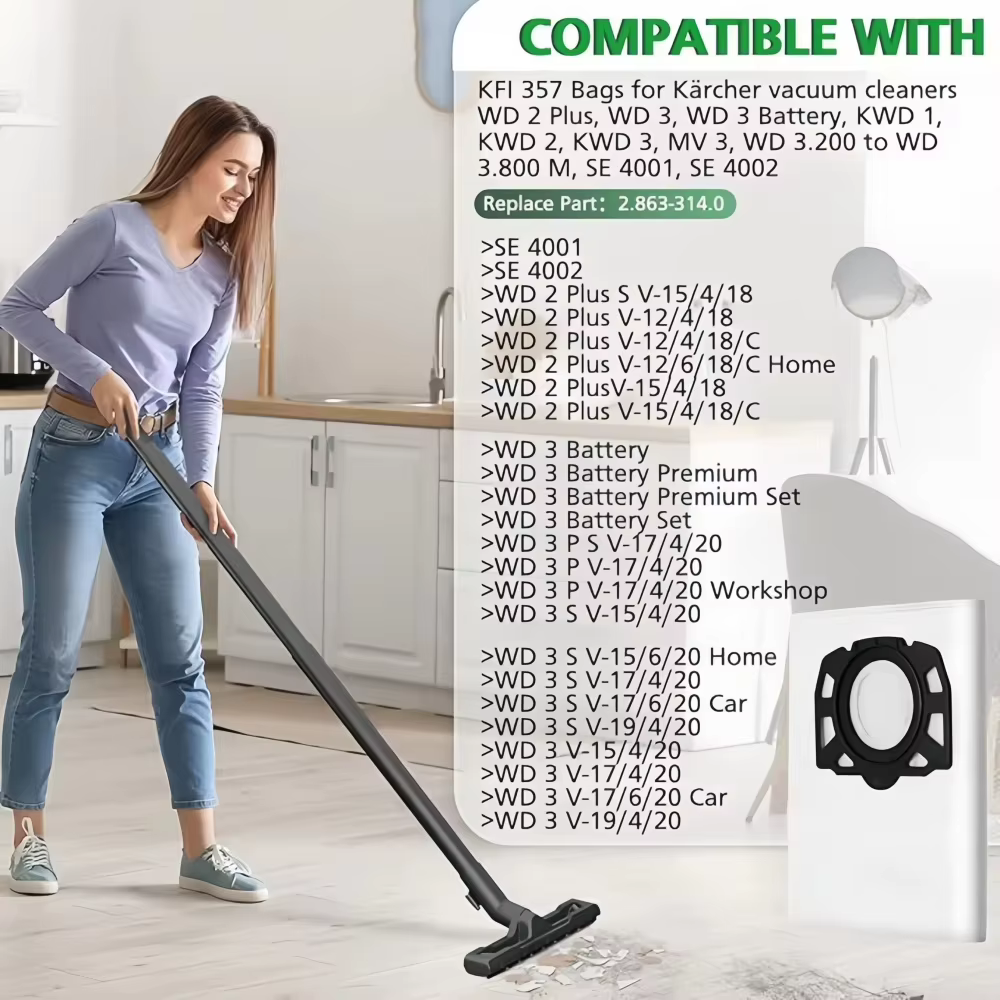 Kit de sacs à poussière compatible avec les aspirateurs robots Karcher WD2 Plus
