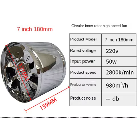 6''8'' cuisine toilette ventilateur d'échappement persienne tuyau extracteur mur Air Ventilation plafond Booster ventilateur métal échappement