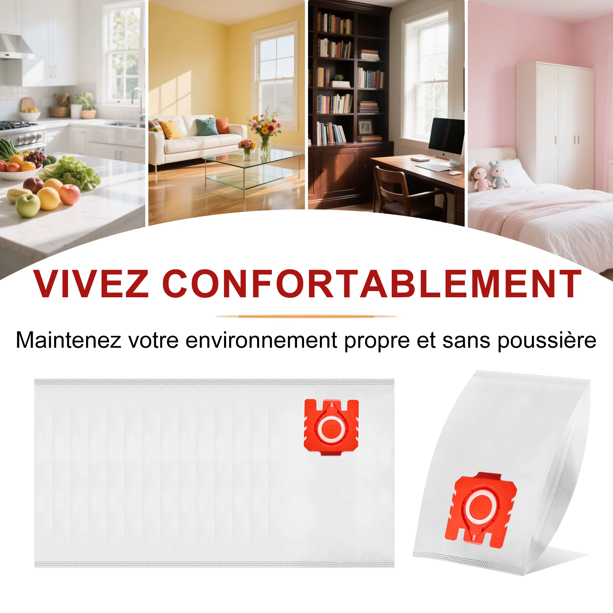 Paquet de 26 sacs d'aspirateur 3D Airclean FJM compatibles avec l'aspirateur Miele FJM