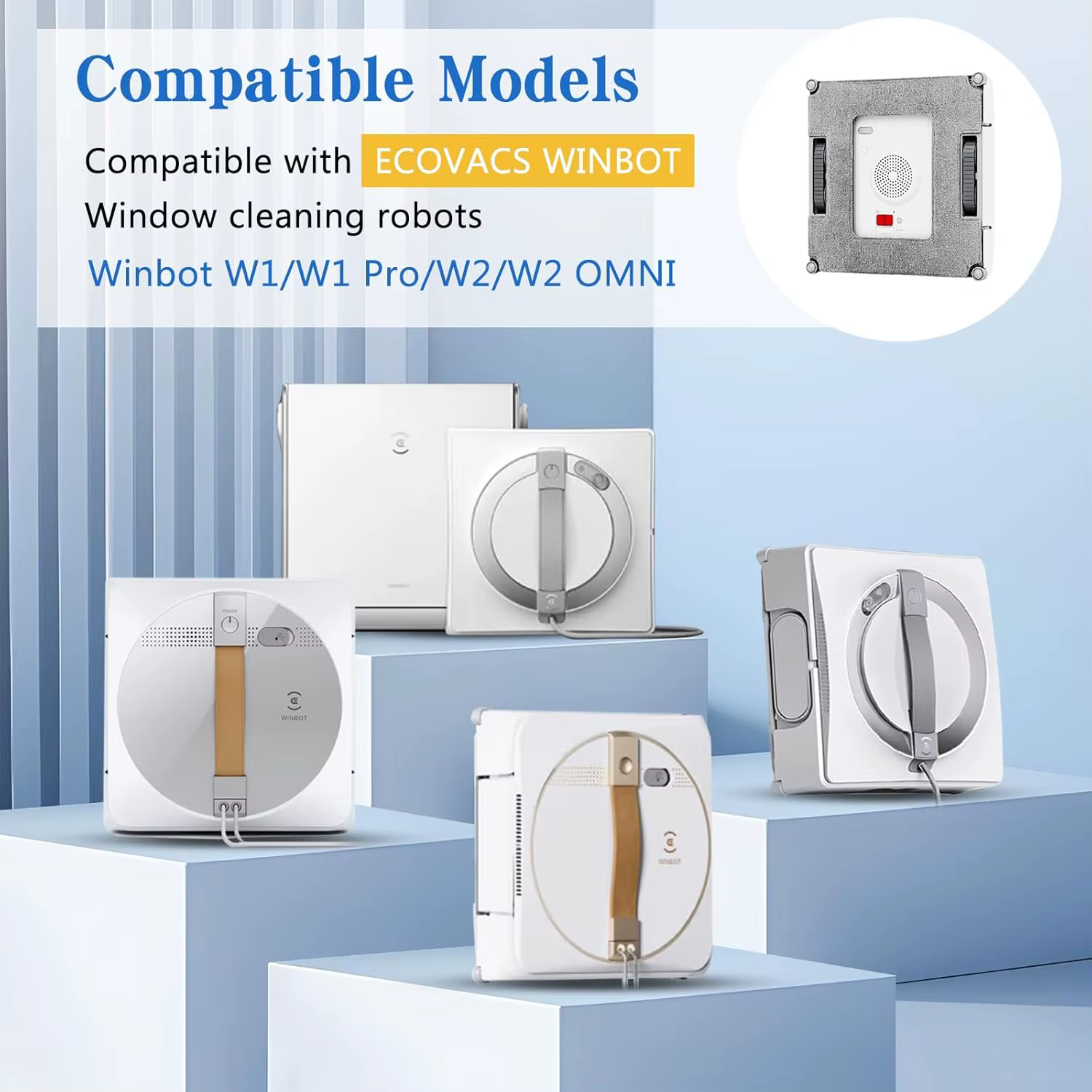 Tampons de nettoyage pour robot Ecovacs Winbot W1 Pro / W1 / W2 Omni / W2