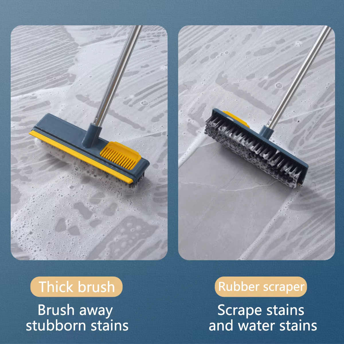 Brosse à récurer 2 en 1 à manche long pour livres de douche