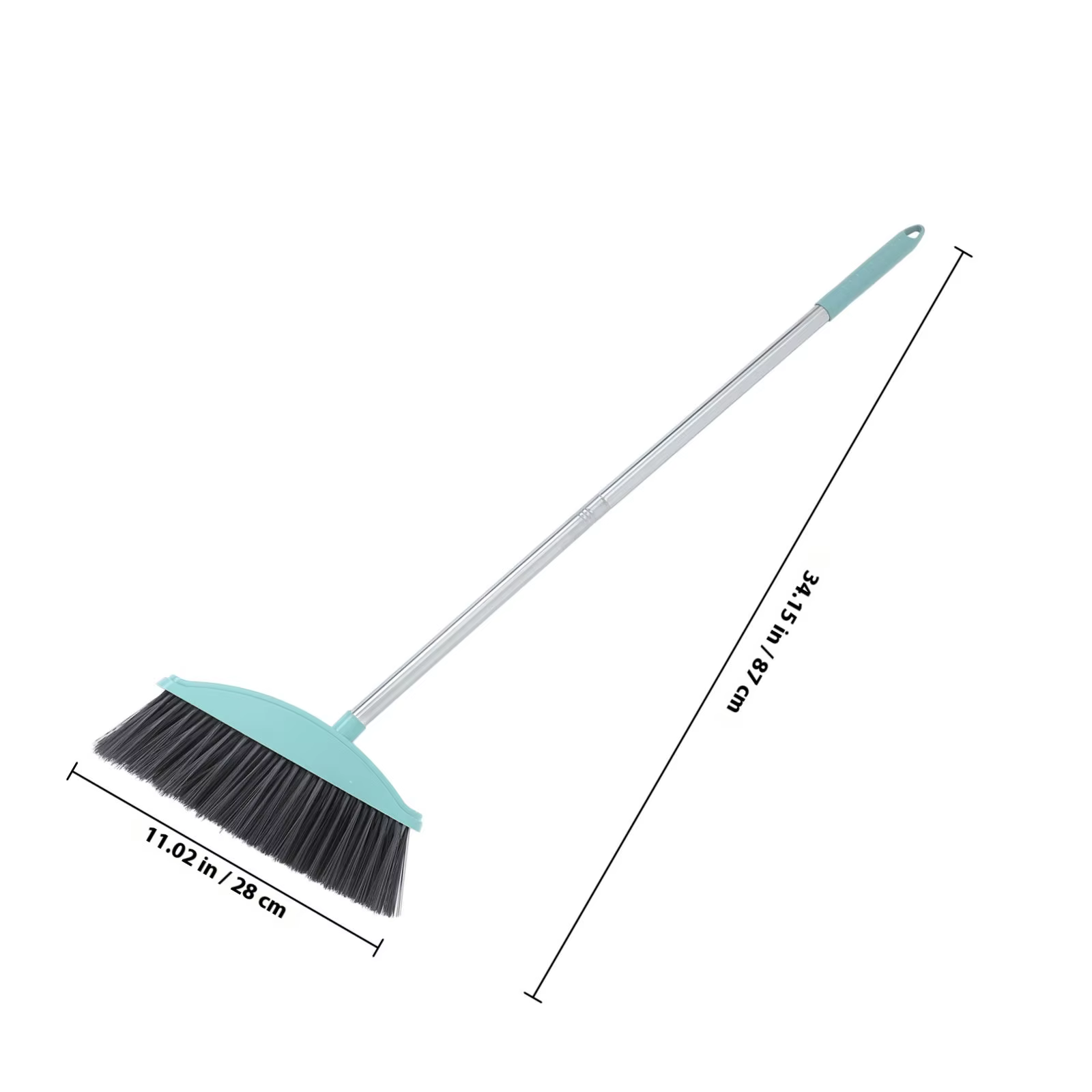 Balai de cour à manche ergonomique, robuste, à long manche, pour le balayage extérieur, idéal pour la terrasse, la voie d'accès, le jardin, les fournitures de nettoyage des sols