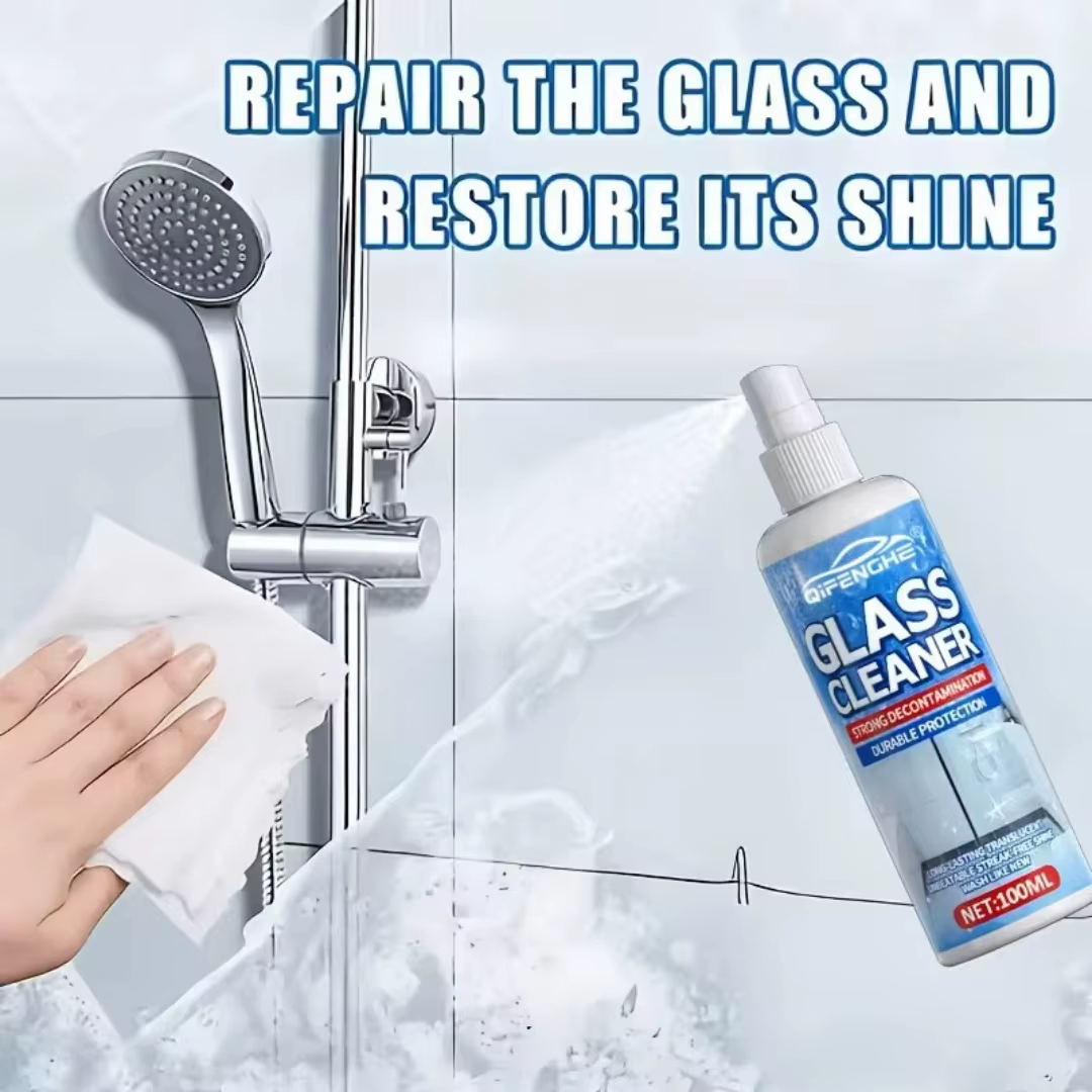 QIFENGHE Nettoyant Vitres en Spray 100ml, Formule Anti-Traces pour Fenêtres, Miroirs et Pare-Brise de Voiture, Fort Pouvoir Décontaminant & Anti-Buée
