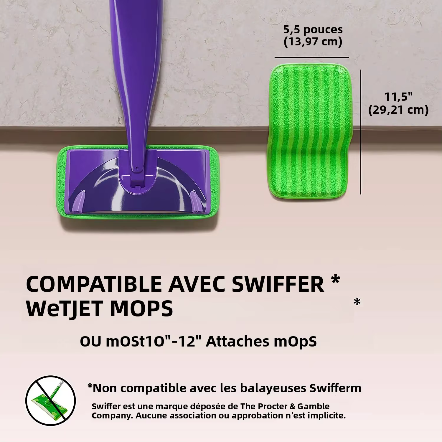 Tampon de rechange réutilisable pour balai microfibre Swiffer Wet Jet
