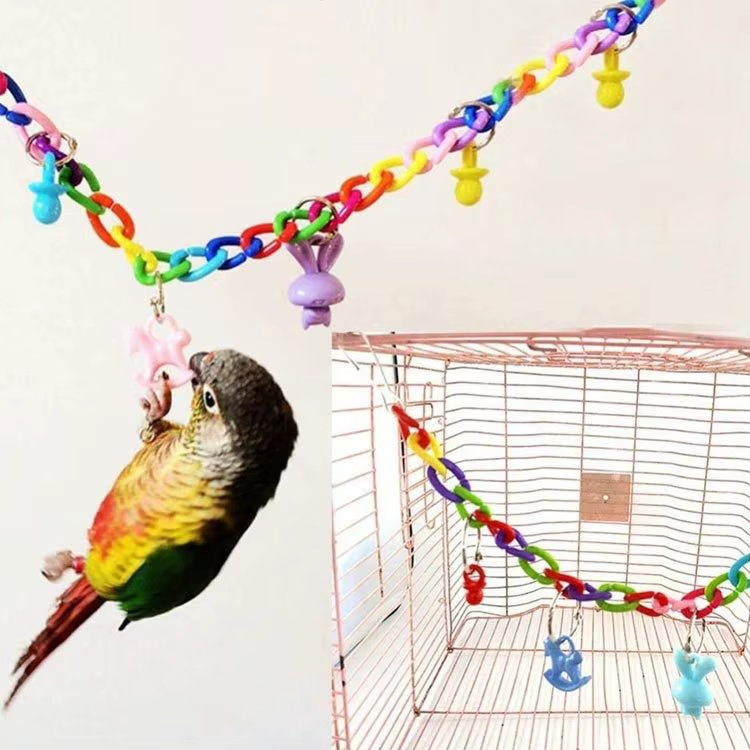 12 pièces Pack oiseau jouet Cage oiseau accessoires bois perroquet jouets oiseau jouet balançoire Suspension pont boule Cage cloches fournitures pour animaux de compagnie ensemble