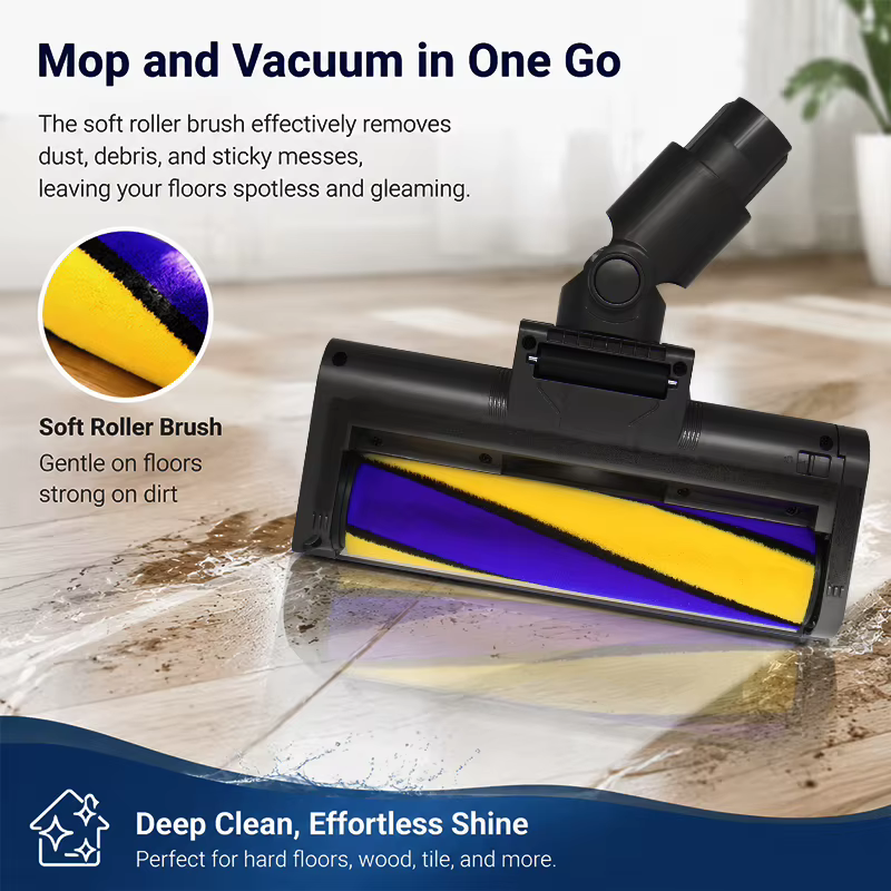 Pour V7 V8 V10 V11 V15 Brosse à rouleaux souple avec lumière LED verte pour parquet