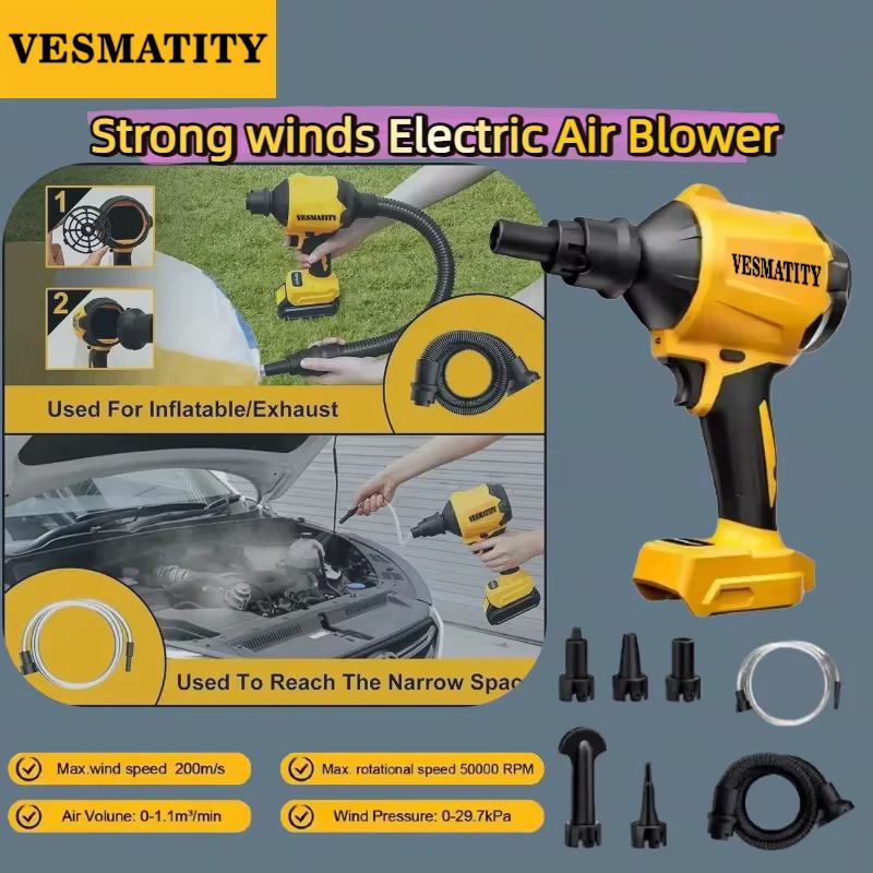 Pistolet souffleur d'air sans fil avec buse, machine à dépoussiérer multifonction, outil de gonflage pour batterie Dewalt