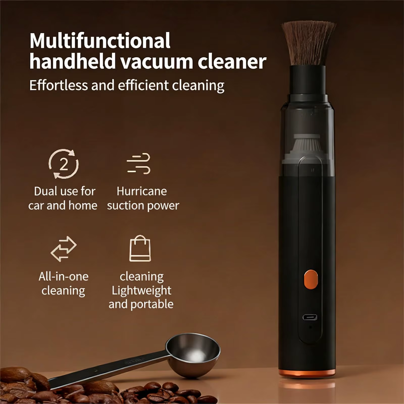 Nettoyeur de moulin à café portable, aspirateur avec une puissante aspiration pour un nettoyage rapide, dépoussiéreur électrique